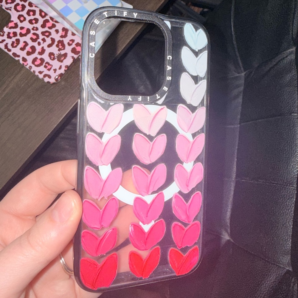 Casetify Pink Gradient Heart Row iPhone Case